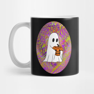 Spooky Ghost Boy Loves His Jack-o-lantern III Mug